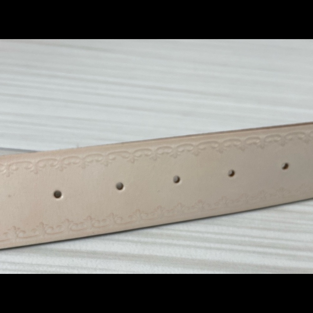 🌹 Fossil Vintage 2 Tone Flrl Plaque White Belt - Picture 8 of 13
